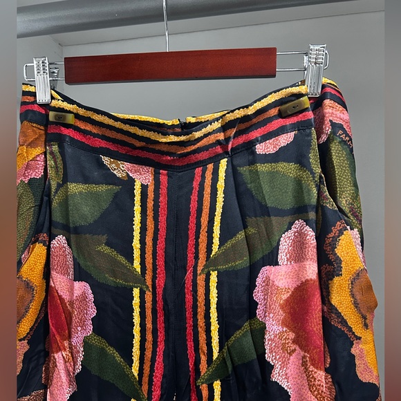 Farm Rio Black Chenille Flowers Viscose Pants. XL.